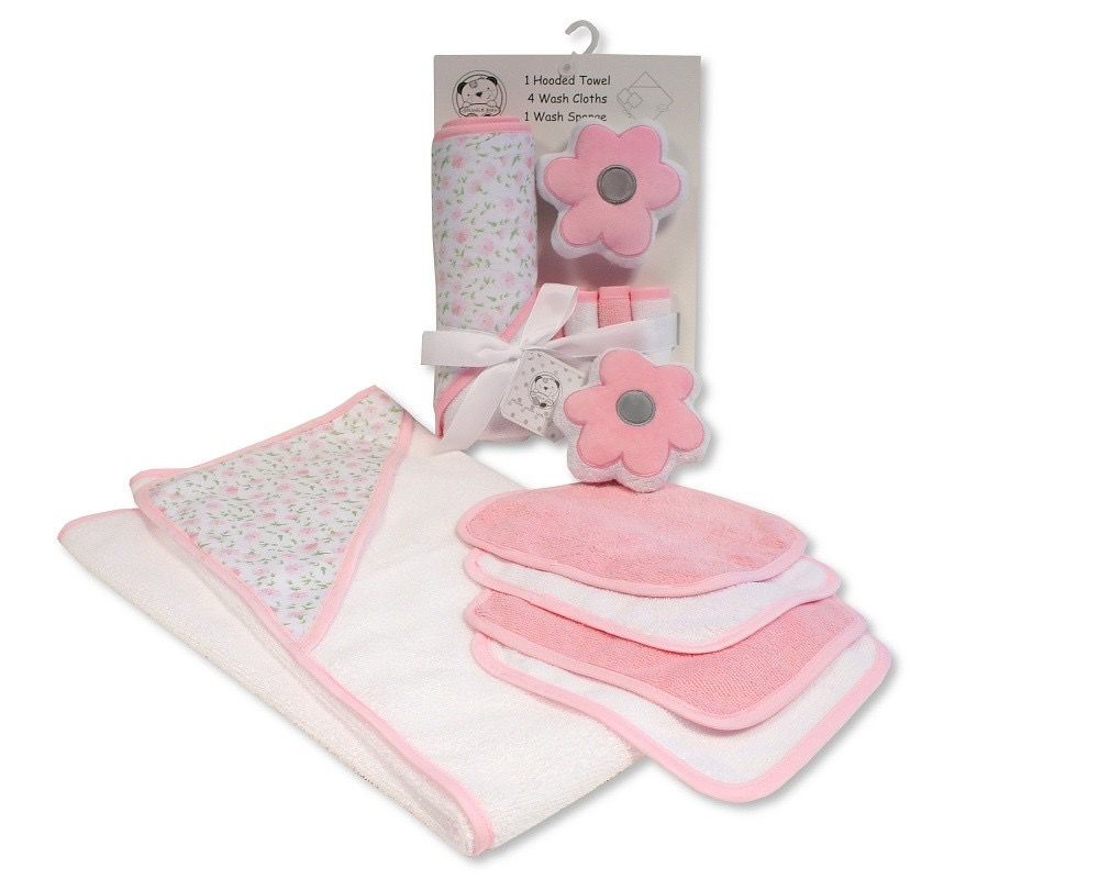 Baby Pink Hooded Towel Bath Set
