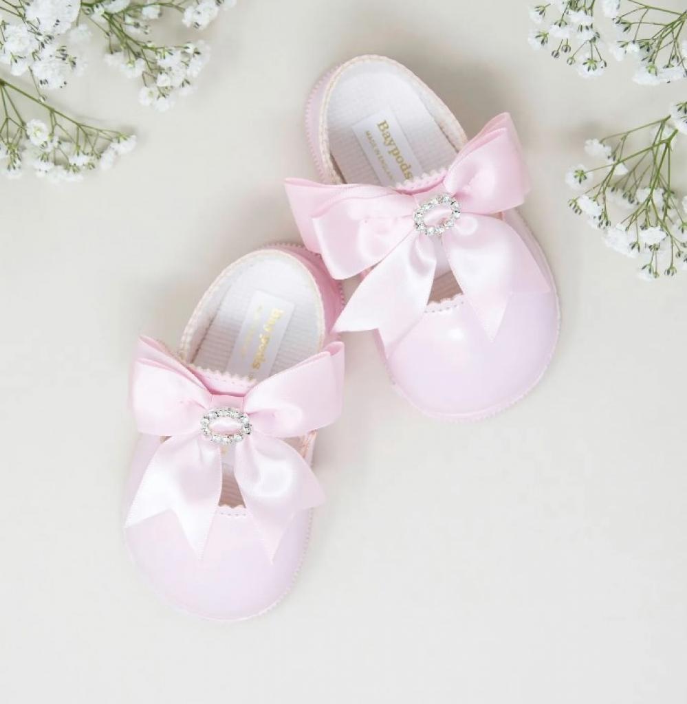Pink Bow & Diamante First Walker Shoe