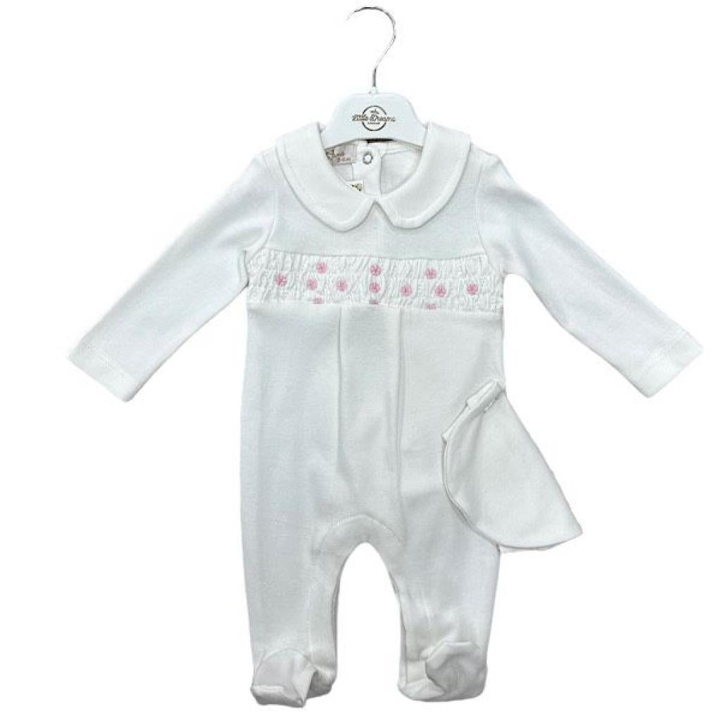 White Smocked All In One with Hat