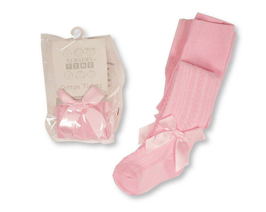 B/Pink Diamond Pelerine Bow Tights NB to 18 months
