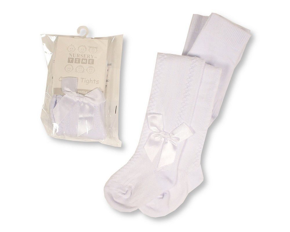 White Diamond Pelerine Bow Tights N/B & 0-3M