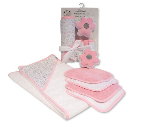 Baby Pink Hooded Towel Bath Set