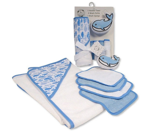 Baby Blue Hooded Towel Bath Set