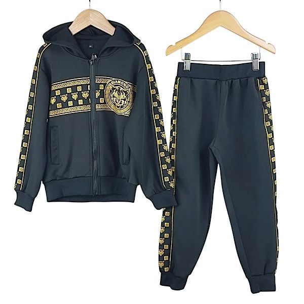Kids Boys Black & Gold Tiger Tracksuit Set 1-5 Years