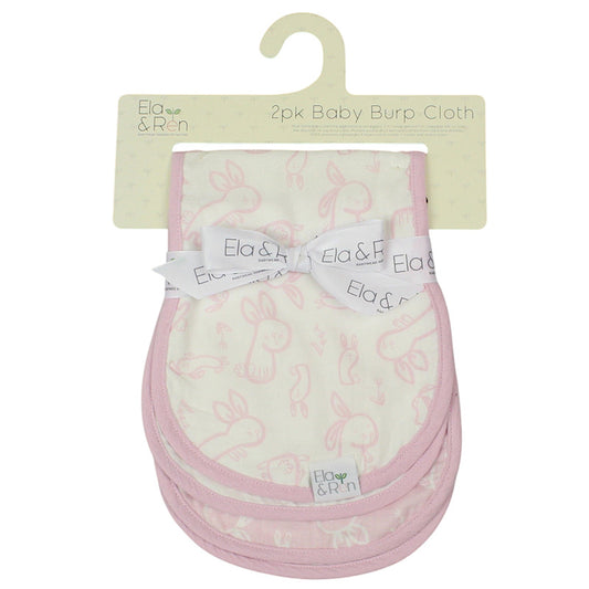Baby Pink Funny Bunny Muslin Burp Cloth 50cm x 20cm