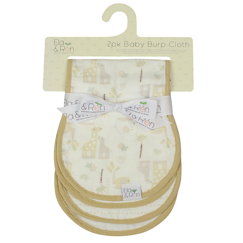 Baby Taupe Soft Jungle Muslin Burp Cloth 50cm x 20cm