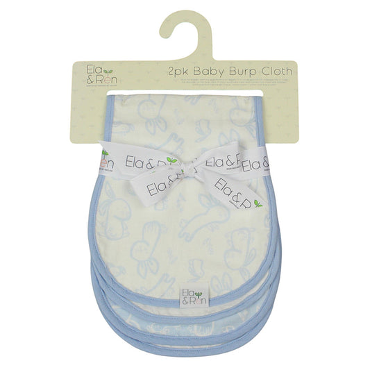 Baby Blue Funny Bunny Muslin Burp Cloth 50cm x 20cm