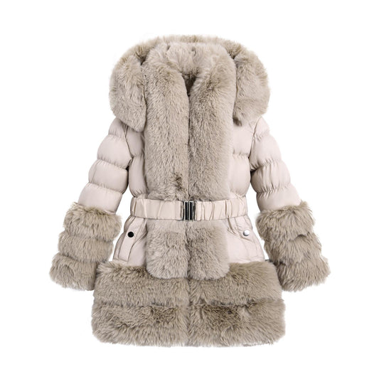 Beige Faux Fur Ski Bunny Coat 1-5 Years