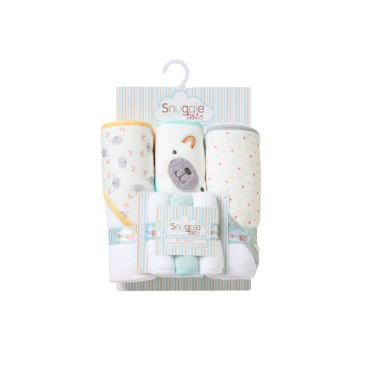 Multicolour Bear Hooded Towel and Wash Cloth Set