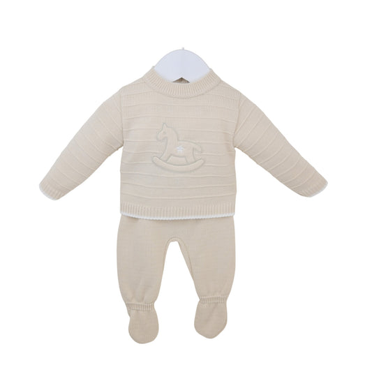 Boys Beige Rocking Horse Trousers Suit NB-9M