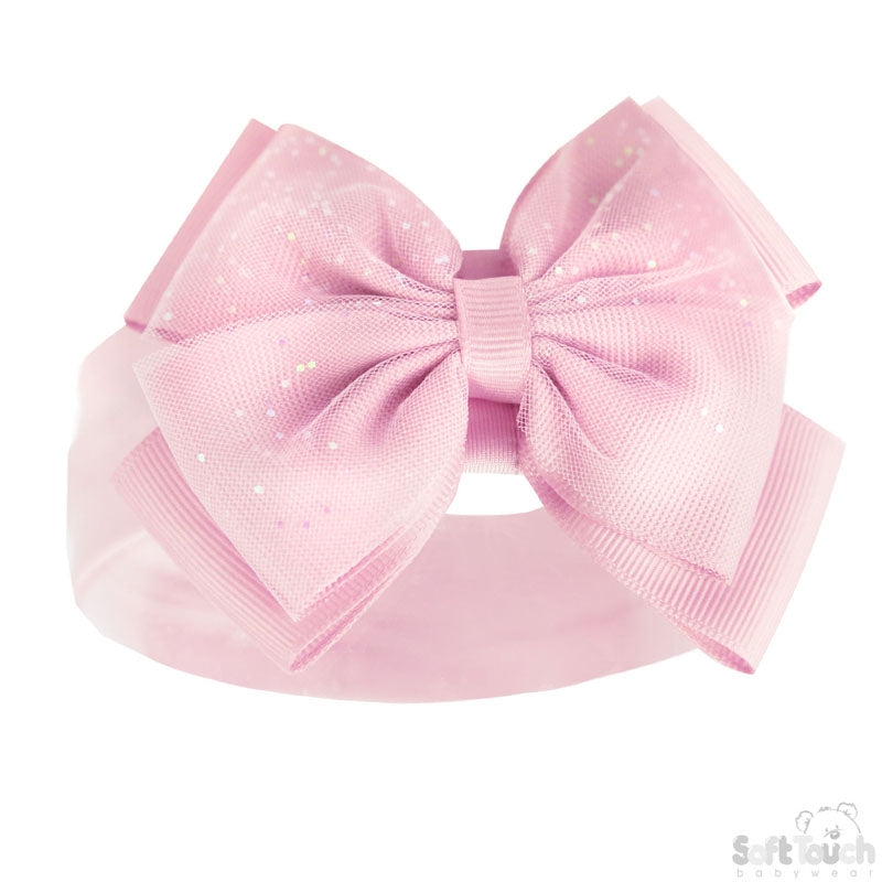 Blush Glitter Bow Headband NB-12M