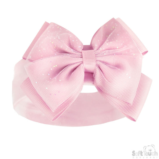 Blush Glitter Bow Headband NB-12M