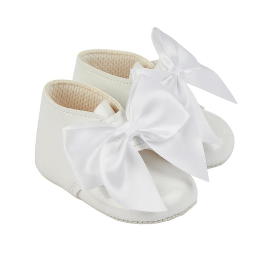 White patent girls bow boots