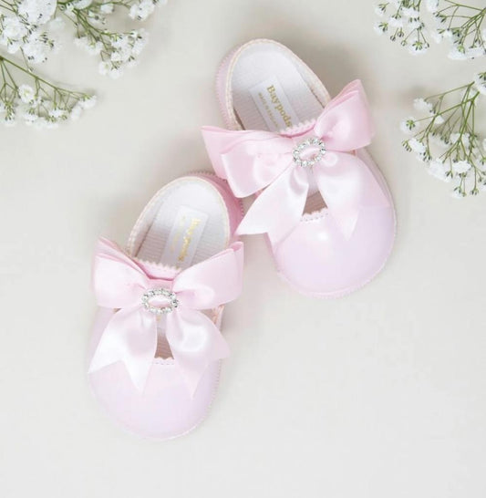 Pink Bow & Diamante First Walker Shoe