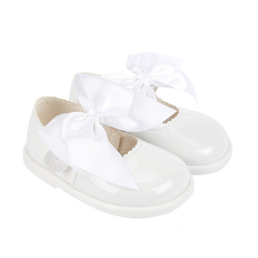 White Patent "Bow" First Walker Shoe