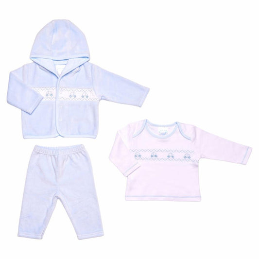 Velour Smocked "Cars" 3 Piece Set
