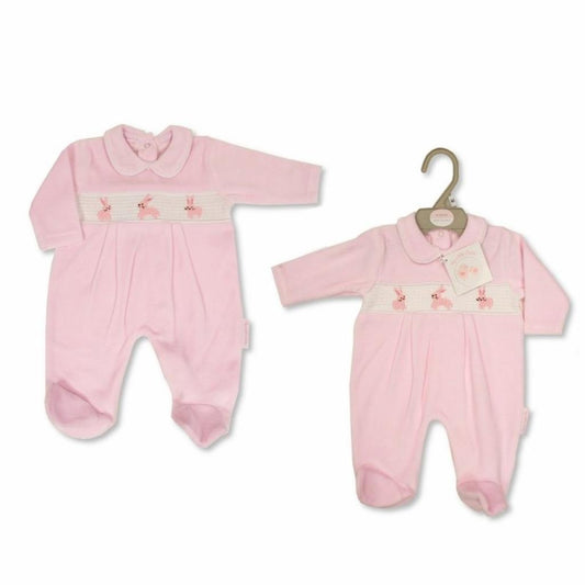 Smocked "Bunny" Velour All In One