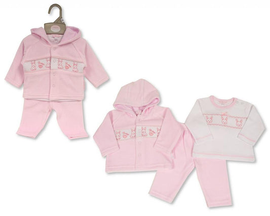 Smocked Velour "Rabbit" 3 Piece Set