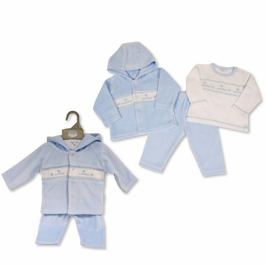 Smocked Velour "Cuddles" 3 Piece Set