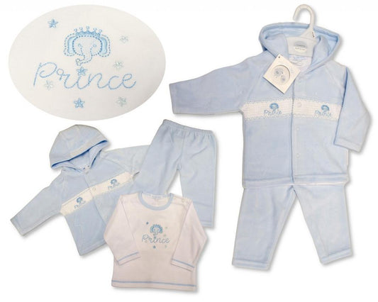 Smocked "Prince" Velour 3 Piece Set
