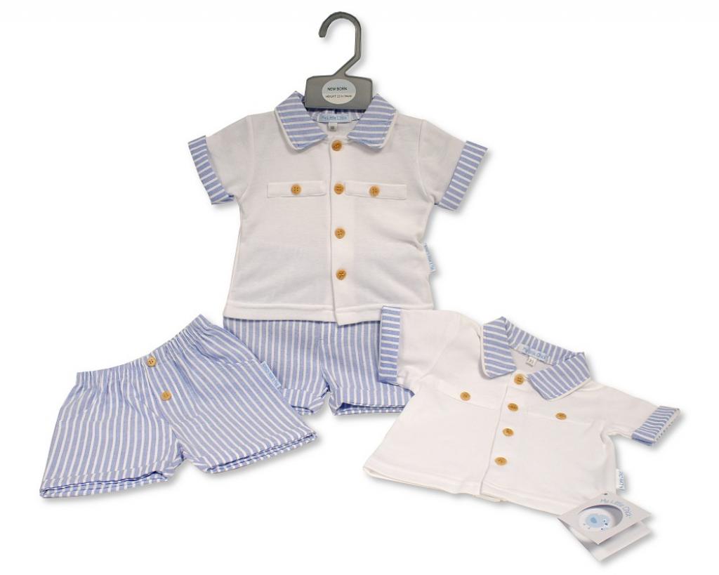 Oxford Stripe Shorts Set