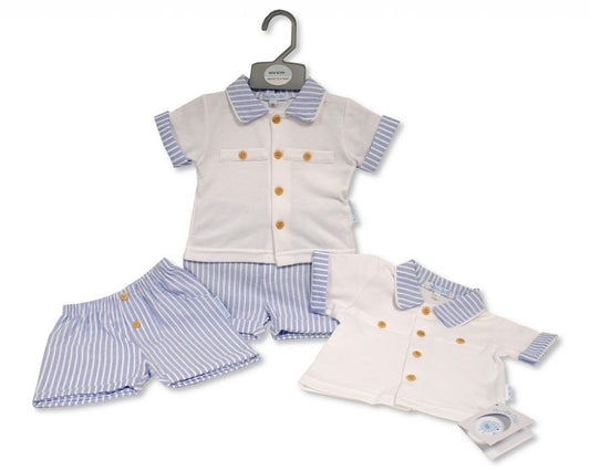 Oxford Stripe Shorts Set