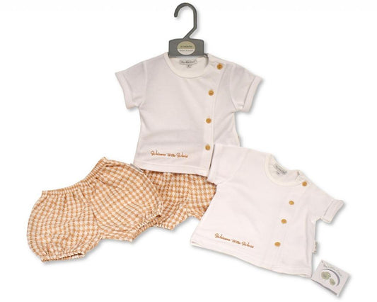 "Welcome" Dogtooth Shorts Set