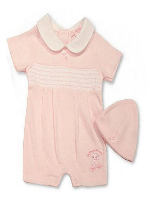 Smocked "Panda" Romper Set