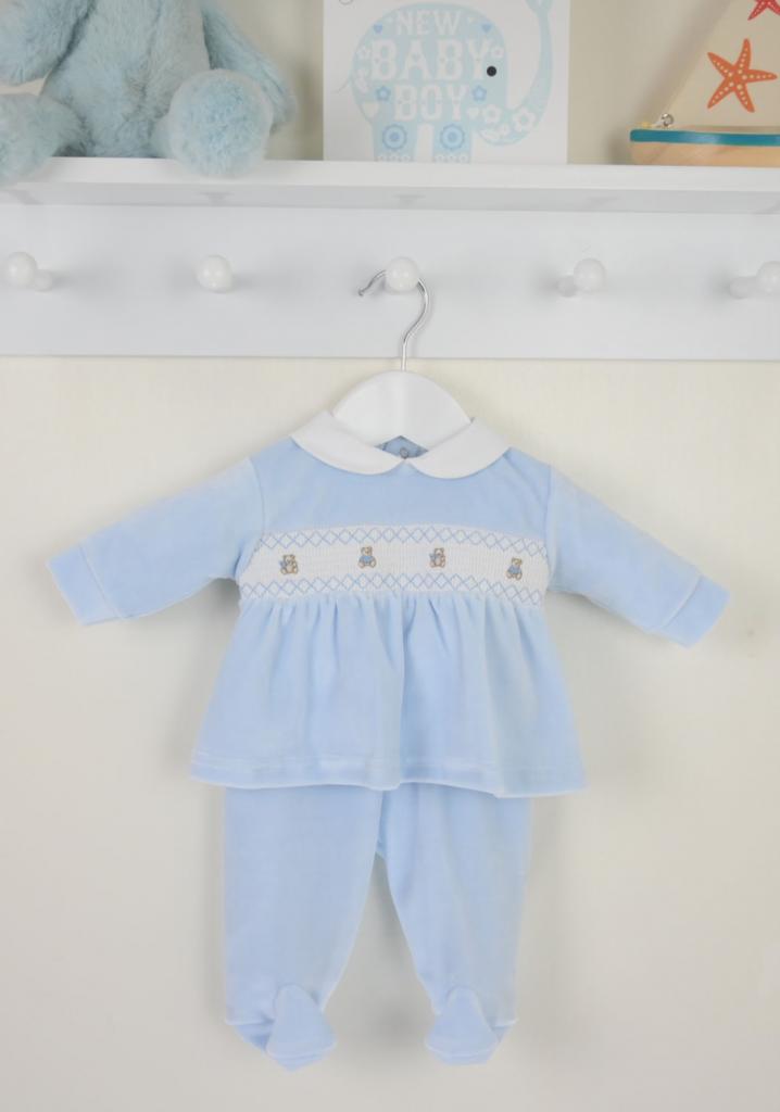 Smocked Teddy Velour Outfit