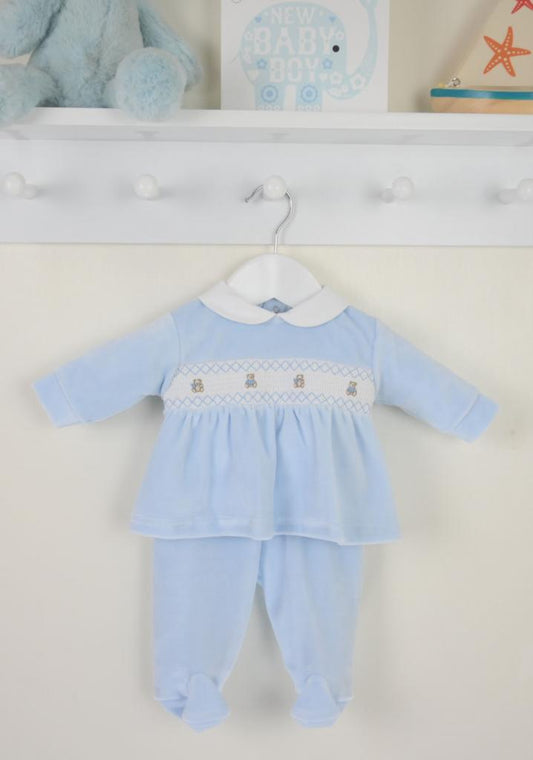 Smocked Teddy Velour Outfit
