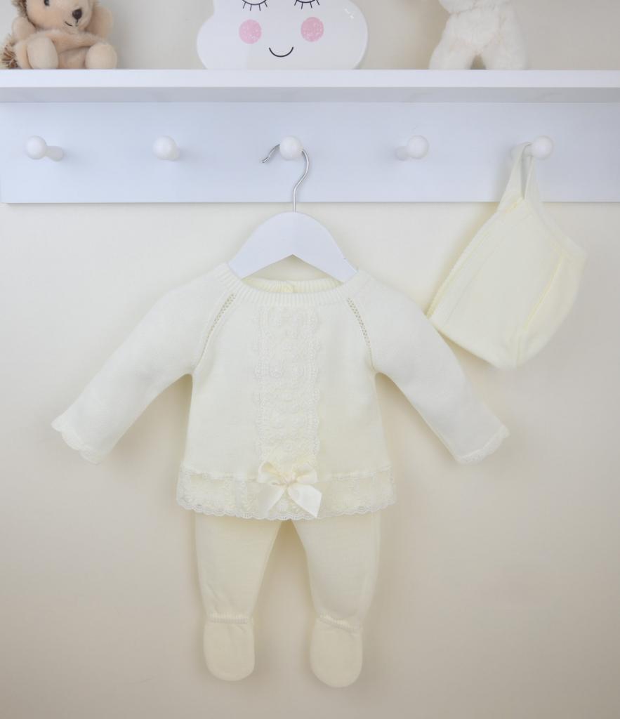 Ivory Florence Knitted outfit with bonnet