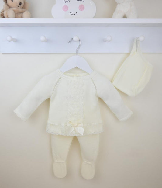 Ivory Florence Knitted outfit with bonnet
