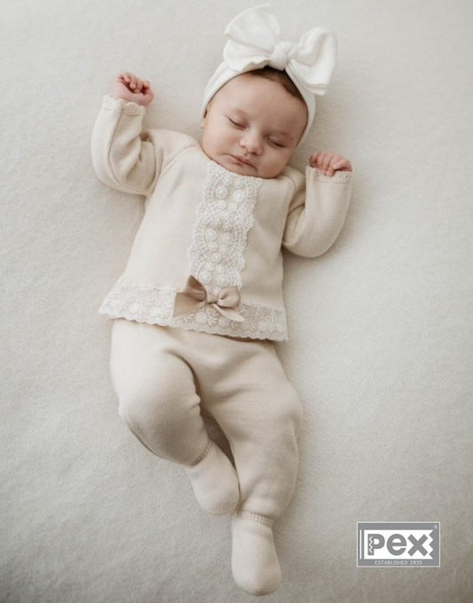 Natural Florence Knitted outfit and bonnet