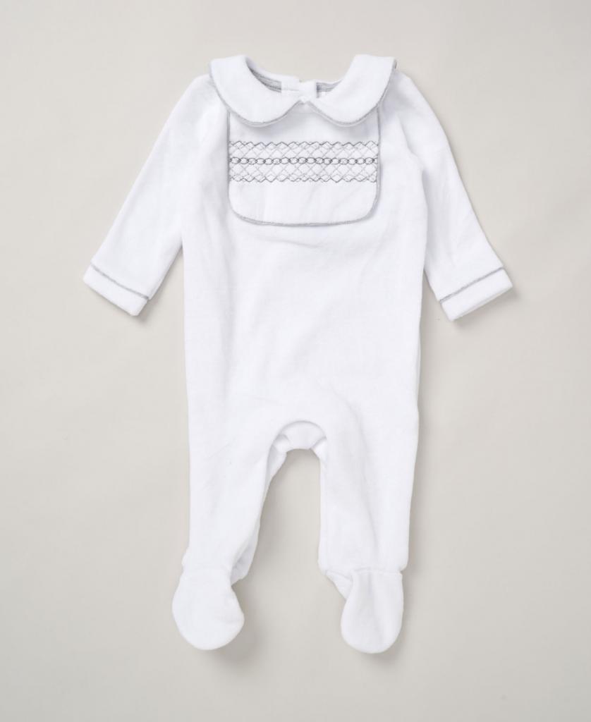 Bibbed Smocked Velour All in one