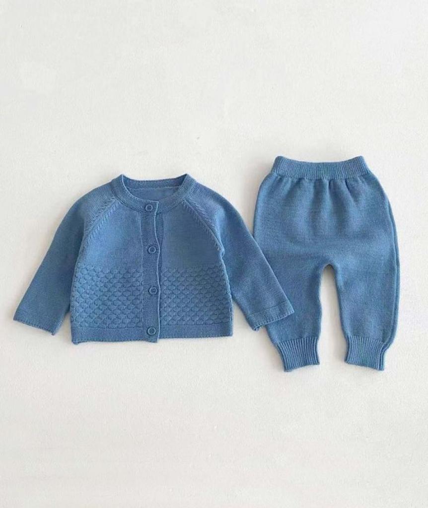 Dusky Blue Knitted Two Piece