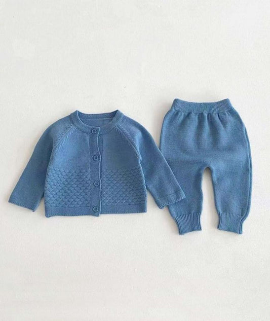 Dusky Blue Knitted Two Piece