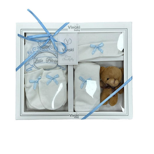 Ivory/Sky "Prince" Boxed 5 Piece Set 0-6m