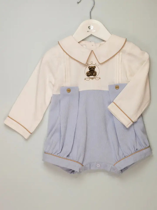 BEAU KIDS - Blue Cord Teddy Romper - Baby Apparel