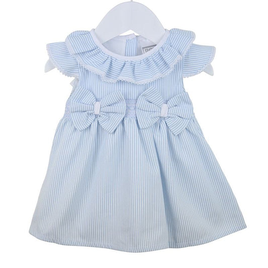 Pex Melissa Blue Pinstripe Bow Smock Dress 3-24M