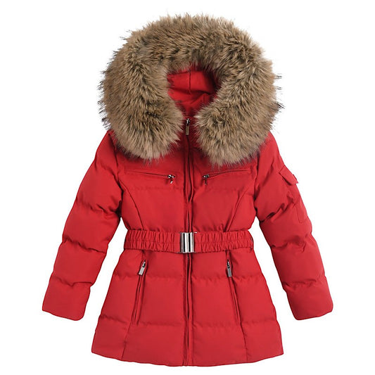 Red Faux Fur Hooded Peplum Coat 1-5 Years