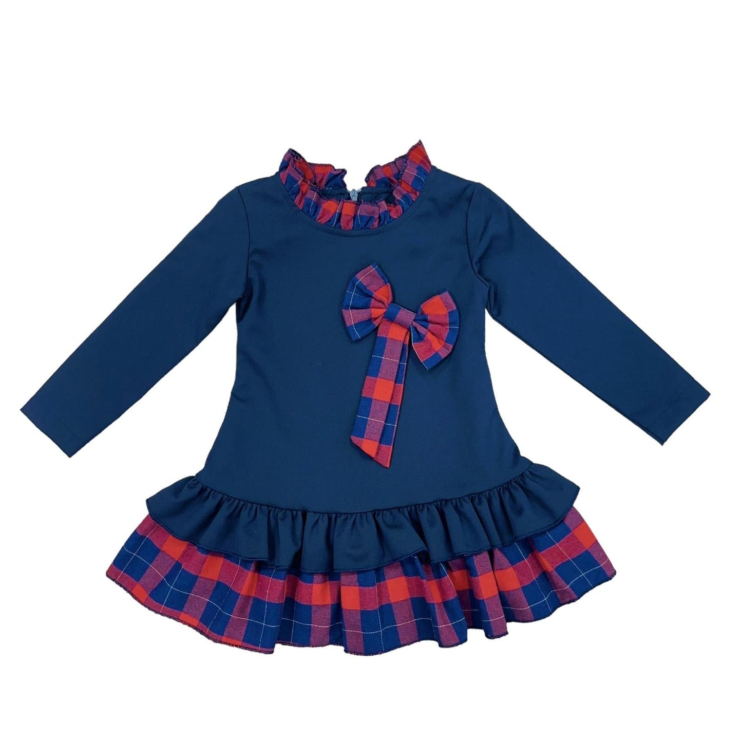Baby Navy & Red Tartan Bow Dress 6-24M